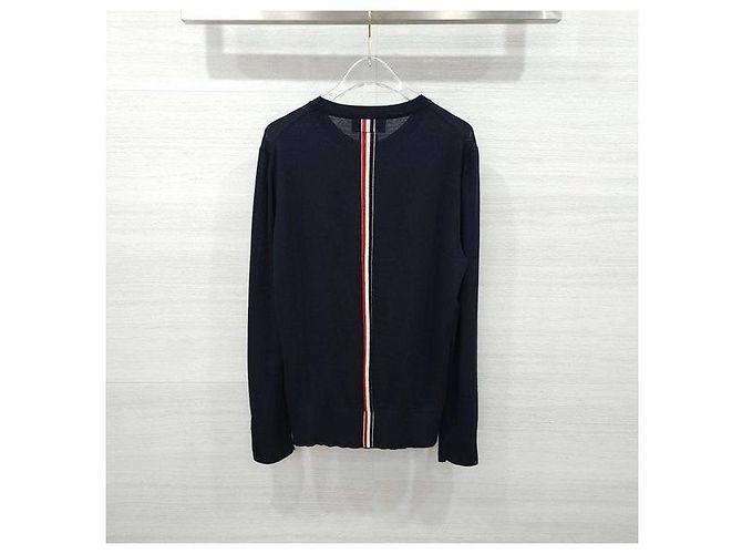 Thom Browne Navy Striped Wool Knit - view 2