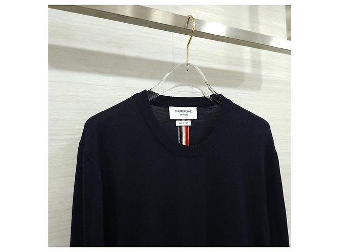 Thom Browne Navy Striped Wool Knit - view 3
