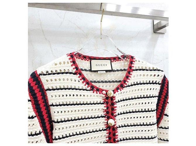 Gucci Gestreifter Perlen-Cardigan - Ansicht 3