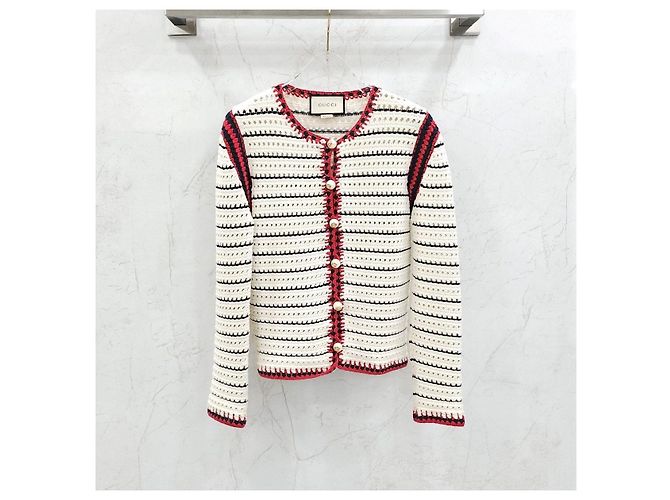Gucci Gestreifter Perlen-Cardigan - Ansicht 7