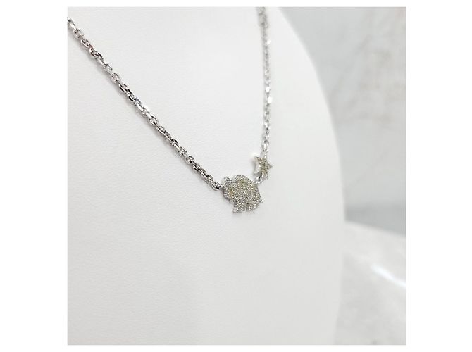 Dior Logo Crystal Cubic Silver Halskette - Ansicht 12