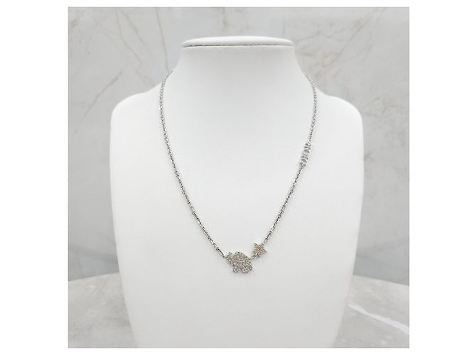 Dior Logo Crystal Cubic Silver Halskette - Ansicht 13
