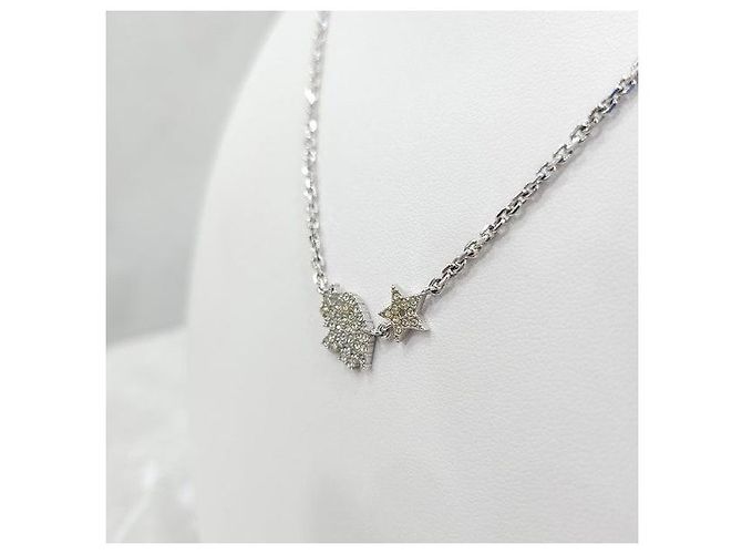 Dior Logo Crystal Cubic Silver Halskette - Ansicht 2