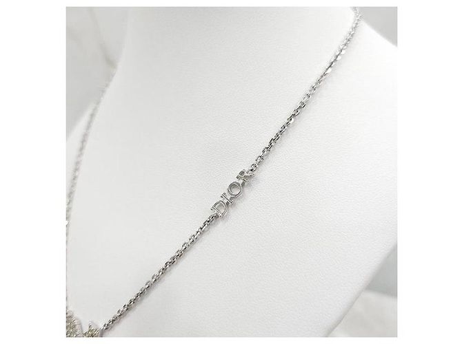 Dior Logo Crystal Cubic Silver Halskette - Ansicht 3