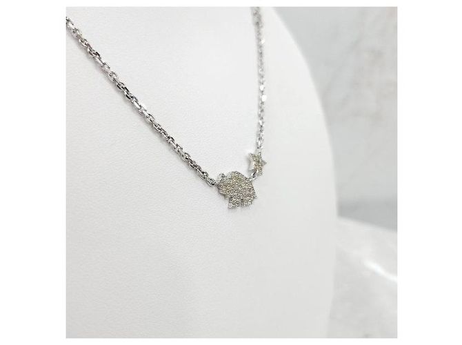 Dior Logo Crystal Cubic Silver Halskette - Ansicht 4