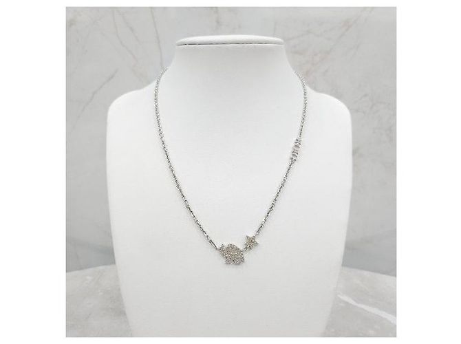 Dior Logo Crystal Cubic Silver Halskette - Ansicht 5