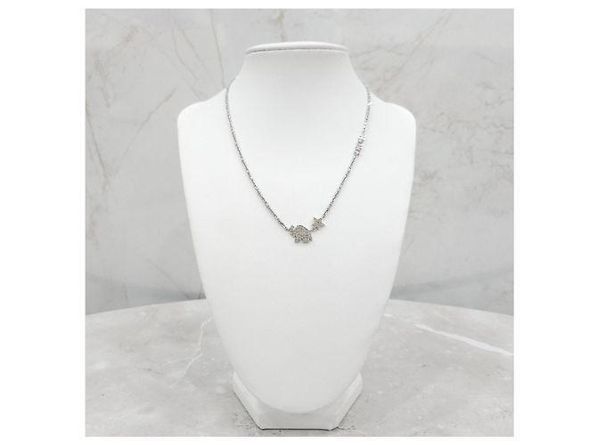 Dior Logo Crystal Cubic Silver Halskette - Ansicht 9
