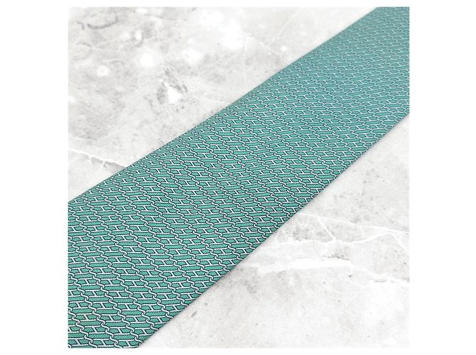 Hermès Corbata de seda con estampado verde - vista 10