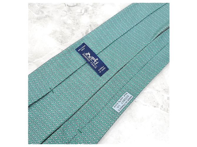 Hermès Corbata de seda con estampado verde - vista 11