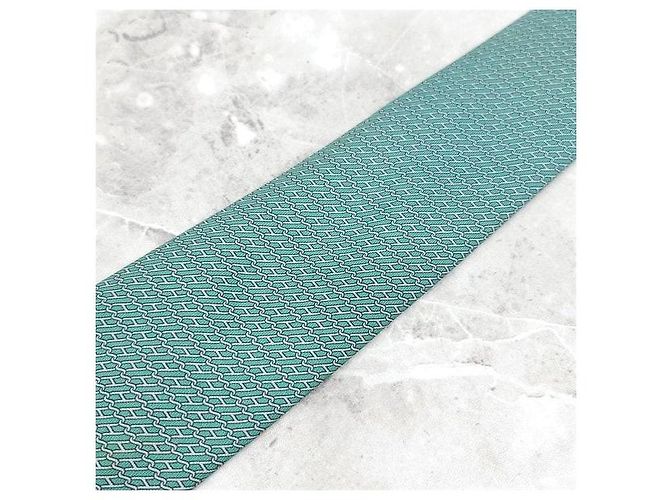 Hermès Corbata de seda con estampado verde - vista 3