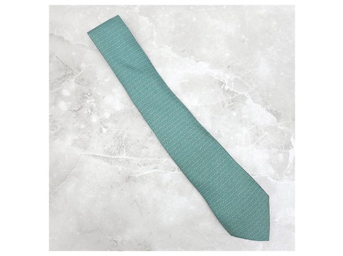 Hermès Corbata de seda con estampado verde - vista 8