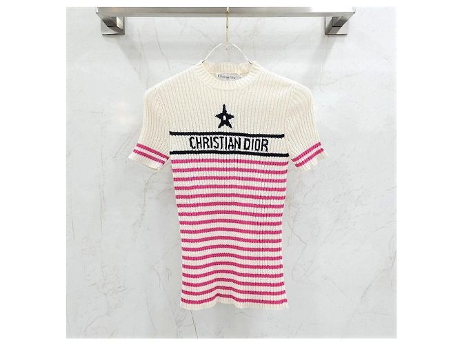 Dior Riviera Stripe Strickshirt mit kurzen Ärmeln - Ansicht 7