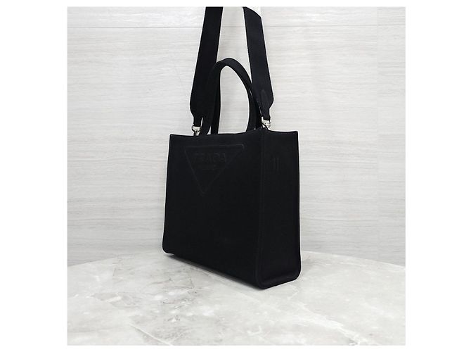 Prada Triangle Logo Canvas Drill Tote Bag - Ansicht 11