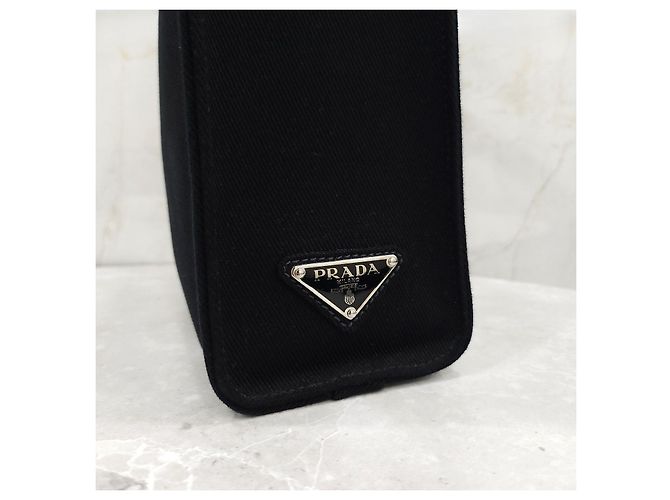 Prada Triangle Logo Canvas Drill Tote Bag - Ansicht 14