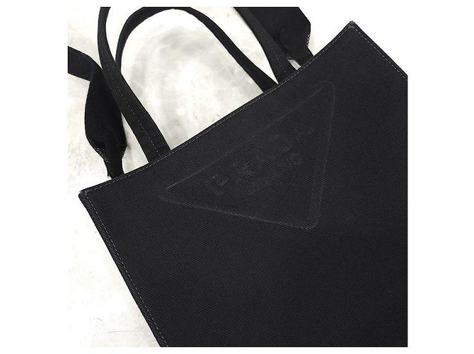Prada Triangle Logo Canvas Drill Tote Bag - Ansicht 4
