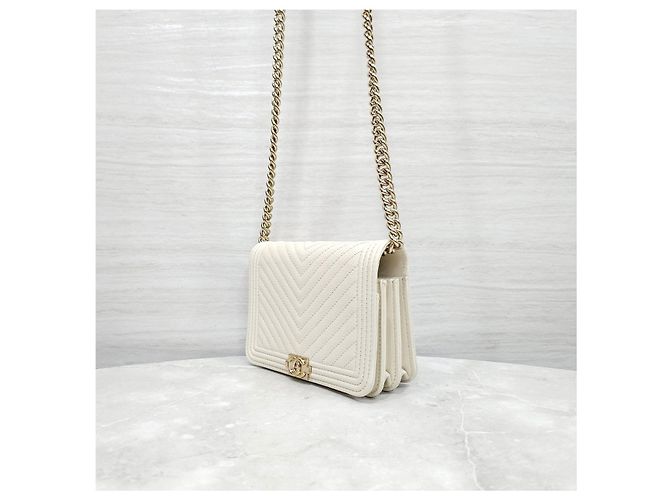 Chanel Borsa a tracolla Boy Chevron WOC con catena Caviar - vista 12