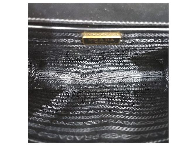 Prada Borsa a tracolla a busta con catena in pelle Saffiano Nero - vista 9