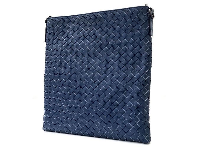 Borsa a tracolla Bottega Veneta in mesh blu navy - vista 2