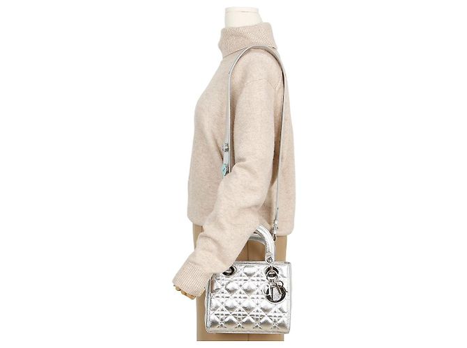 Dior Borsa a spalla Lady Tote Argento Metallizzato - vista 15