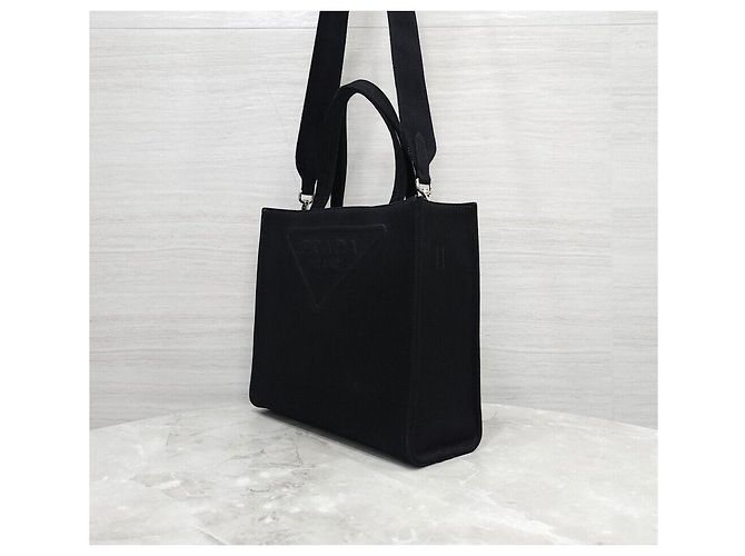 Prada Triangle Logo Canvas Drill Tote Bag - Ansicht 2