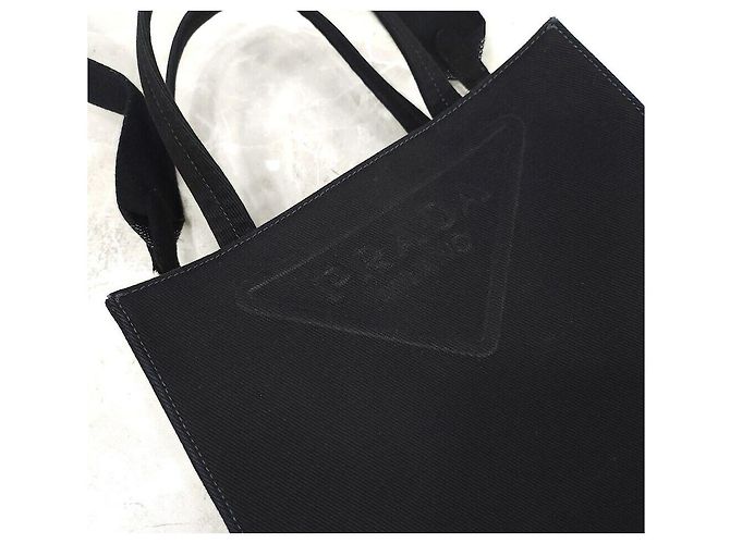 Prada Triangle Logo Canvas Drill Tote Bag - Ansicht 4