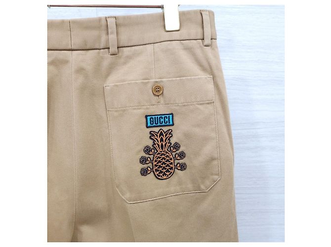Gucci Pantaloncini beige con patch logo ananas - vista 11
