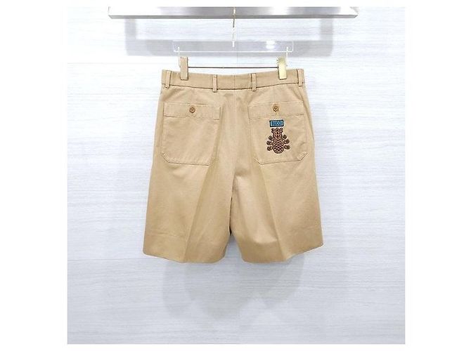 Gucci Pantaloncini beige con patch logo ananas - vista 2