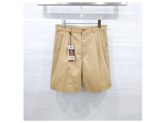 Gucci Pantaloncini beige con patch logo ananas - vista 8