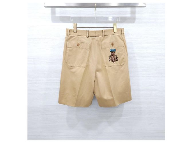 Gucci Pantaloncini beige con patch logo ananas - vista 9