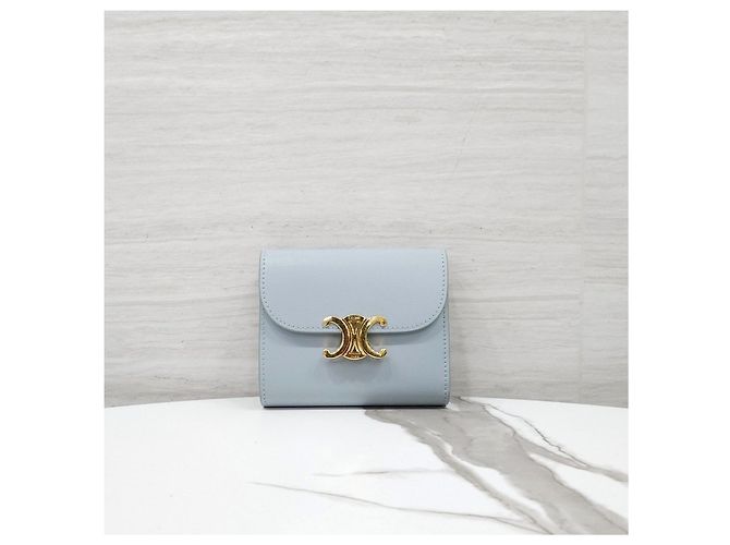 Céline Billetera Small Flap Triomphe Ice Blue - vista 10