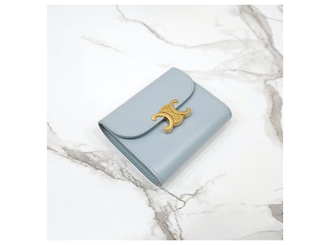 Céline Billetera Small Flap Triomphe Ice Blue - vista 13