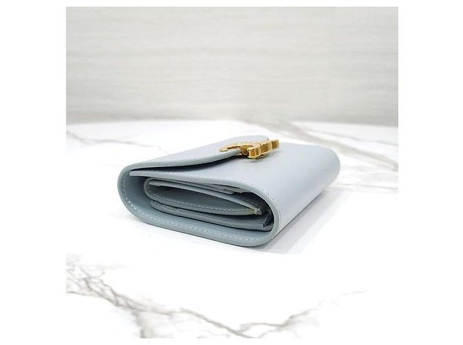 Céline Billetera Small Flap Triomphe Ice Blue - vista 5