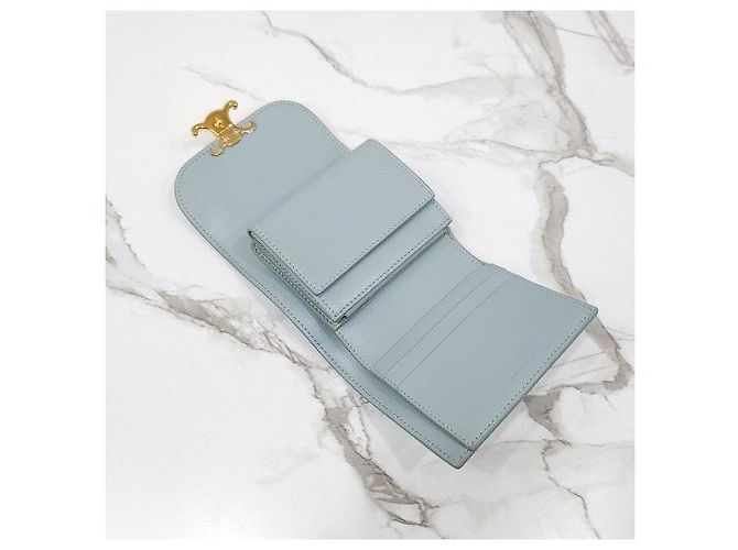 Céline Billetera Small Flap Triomphe Ice Blue - vista 7