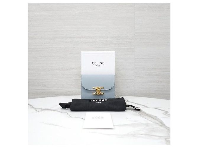Céline Billetera Small Flap Triomphe Ice Blue - vista 9