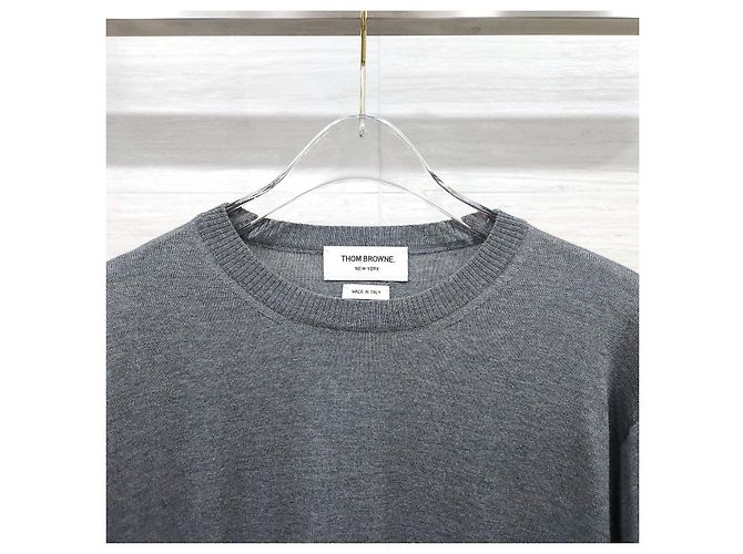 Thom Browne Diagonal Armband Medium Grey Merino Wool Knit - view 11