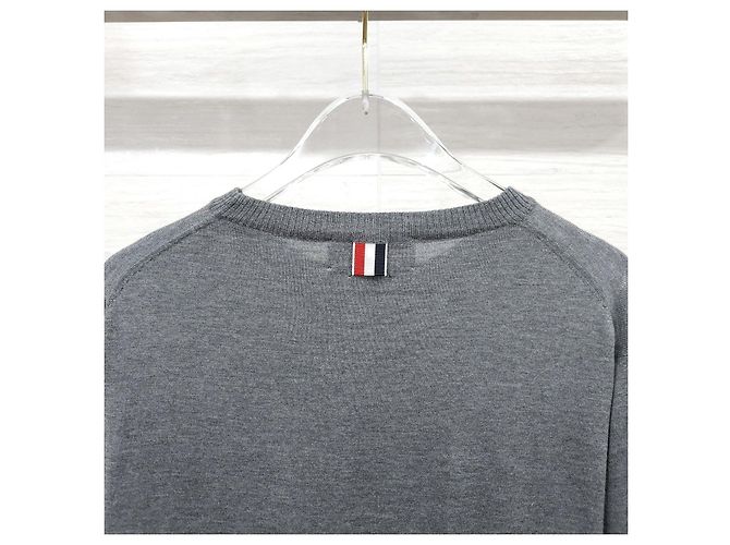 Thom Browne Diagonal Armband Medium Grey Merino Wool Knit - view 14