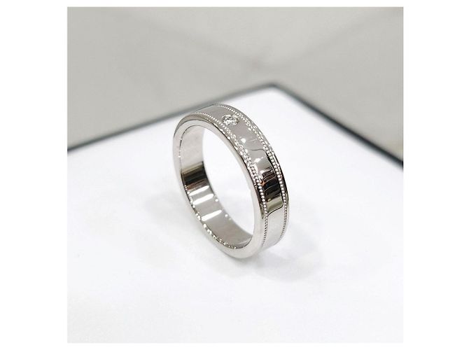 Tiffany & Co Diamant Double Milgrain Band Ring Platin Größe - Ansicht 10
