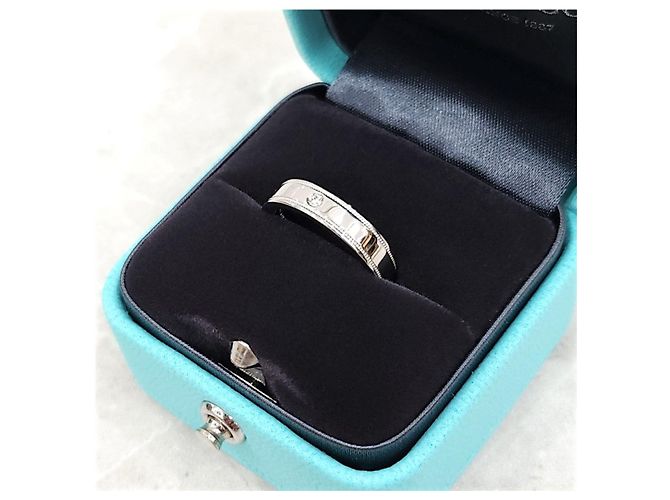 Tiffany & Co Diamant Double Milgrain Band Ring Platin Größe - Ansicht 11