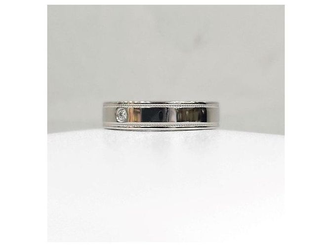 Tiffany & Co Diamant Double Milgrain Band Ring Platin Größe - Ansicht 2