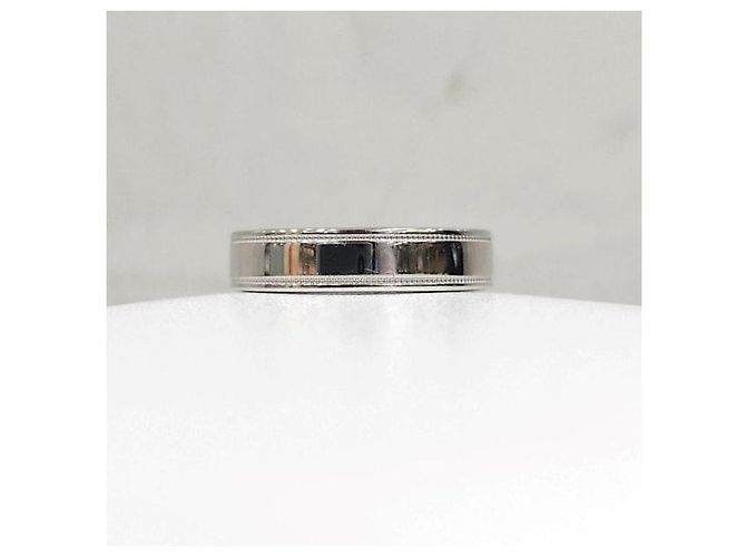 Tiffany & Co Diamant Double Milgrain Band Ring Platin Größe - Ansicht 3