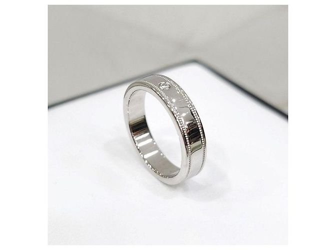Tiffany & Co Diamant Double Milgrain Band Ring Platin Größe - Ansicht 4