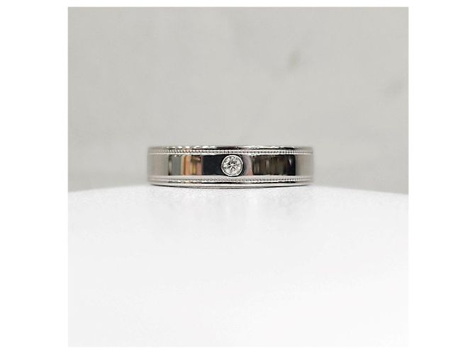 Tiffany & Co Diamant Double Milgrain Band Ring Platin Größe - Ansicht 7