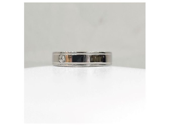 Tiffany & Co Diamant Double Milgrain Band Ring Platin Größe - Ansicht 8