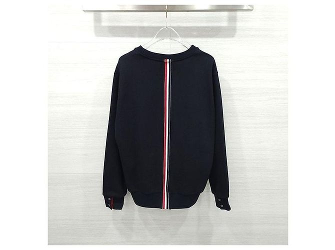 Thom Browne Navy Back Logo Three Stripes Sweatshirt - view 2