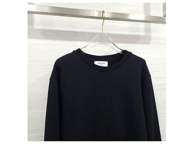 Thom Browne Navy Back Logo Three Stripes Sweatshirt - view 3