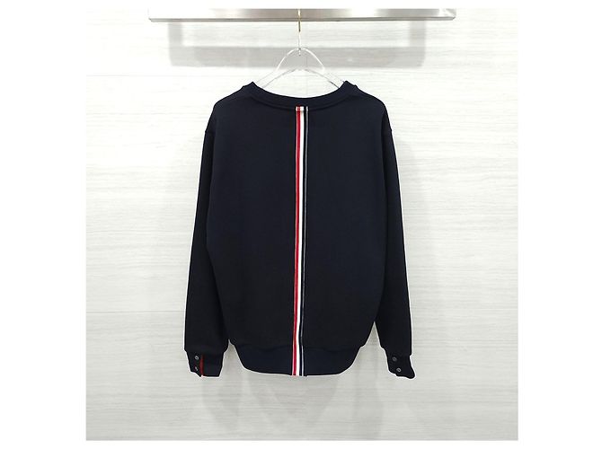 Thom Browne Navy Back Logo Three Stripes Sweatshirt - view 9