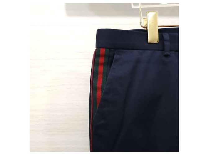 Gucci Side Web Stripe Cotton Twill Pants Navy - Ansicht 11