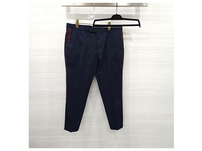 Gucci Side Web Stripe Cotton Twill Pants Navy - Ansicht 14