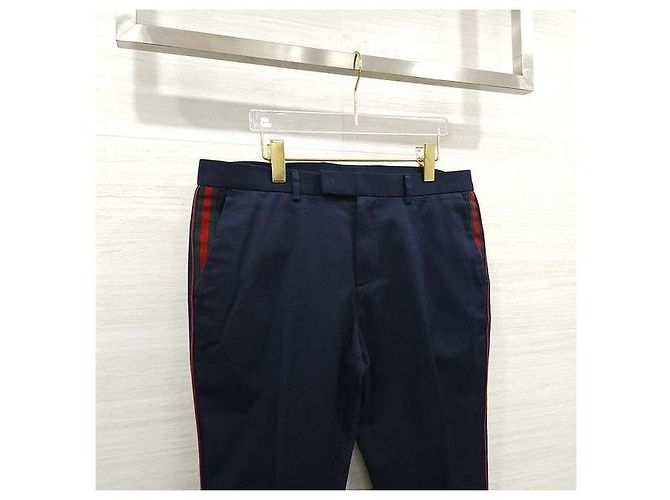 Gucci Side Web Stripe Cotton Twill Pants Navy - Ansicht 3