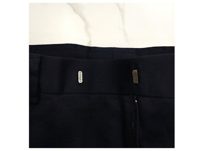 Gucci Side Web Stripe Cotton Twill Pants Navy - Ansicht 5